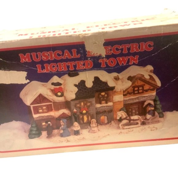 Christmas Village Street Ceramic Christmas Decor Lighted Musical - Picture 9 of 11